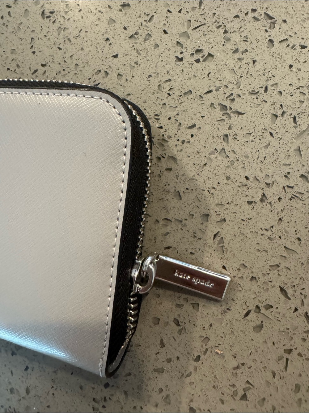 kate spade White and Gray Saffiano Zip Wallet - Picture 3 of 6